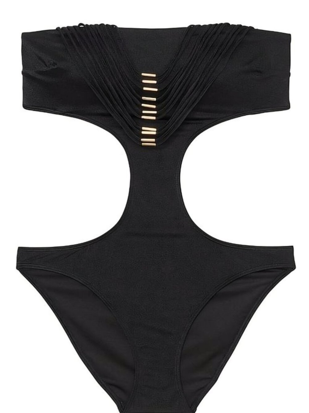 New Victoria's Secret XL Archives Black Strappy Hardware One-Piece  Monokini